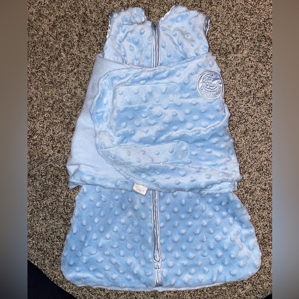 Halo SleepSack Swaddle Plushy Dot Velboa Blue TOG 3.0